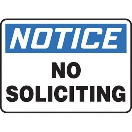 Accuform NO SOLICITING, Adhesive Dura-Poly, 10 in x 14 in, Adhesive MADC827XV